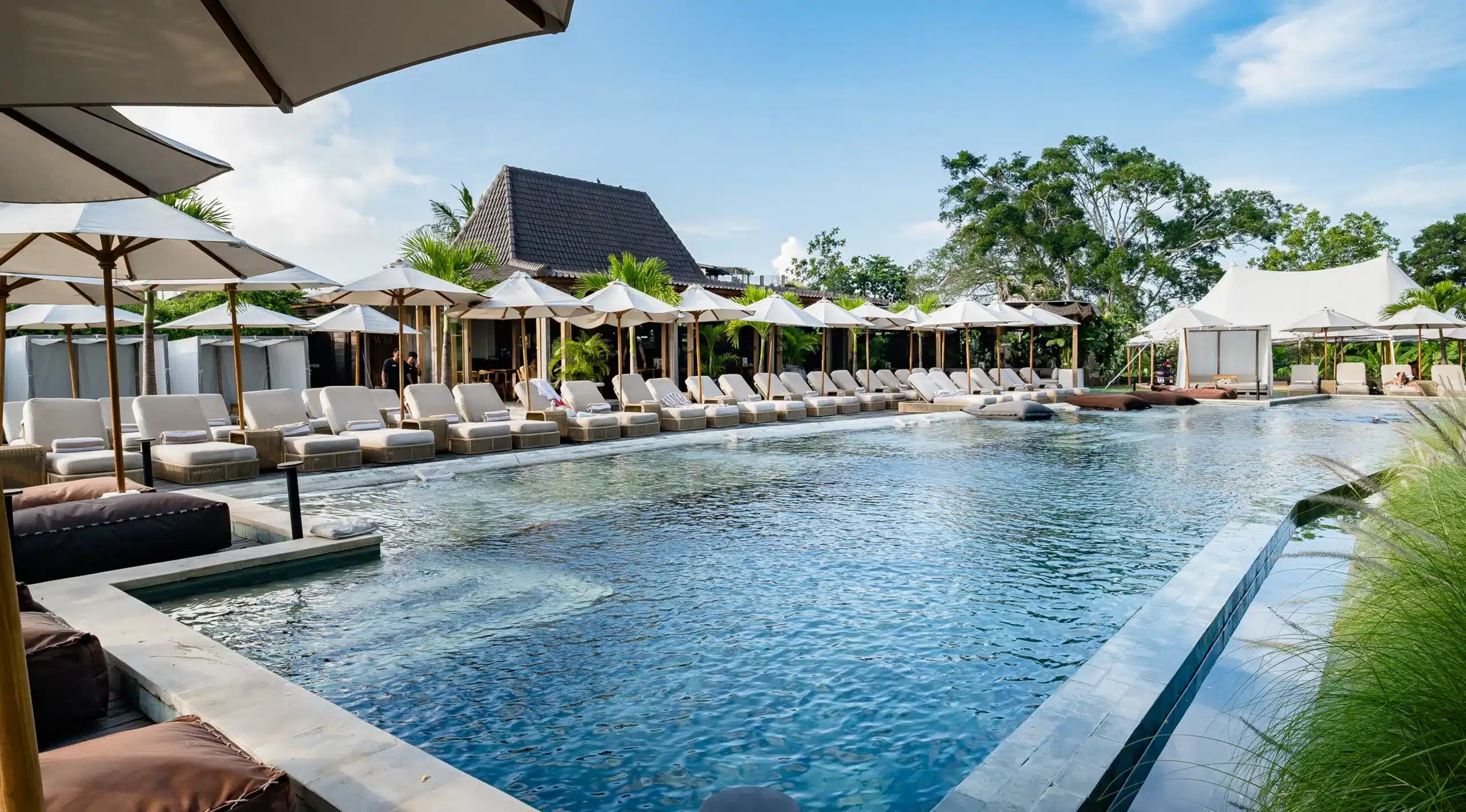 Nirvana Life swimming pool overlooking the rice fields